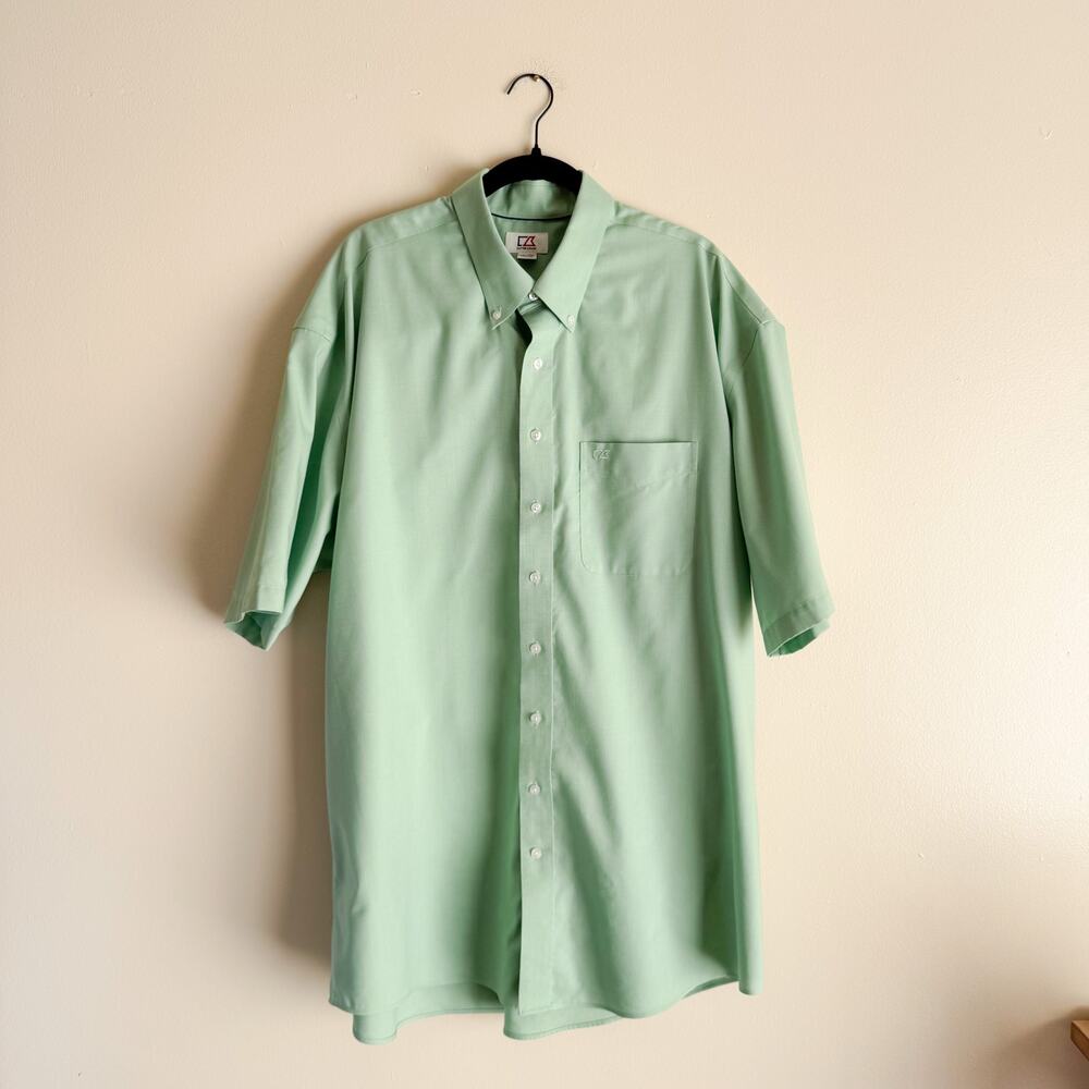 Cutter & Buck Green Easy Care Short Sleeve Casual Button Down Shirt 2XT Tall - Picture 8 of 9